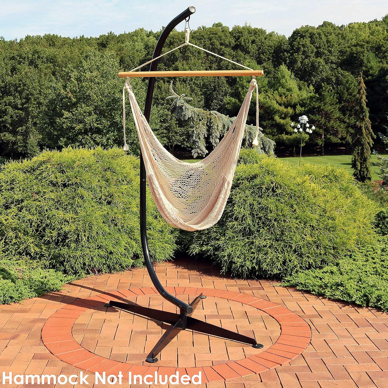 Sunnydaze Steel C-Stand for Hanging Hammock Chair - Indoor or Outdoor Use - Durable 300-Pound Capacity - Black